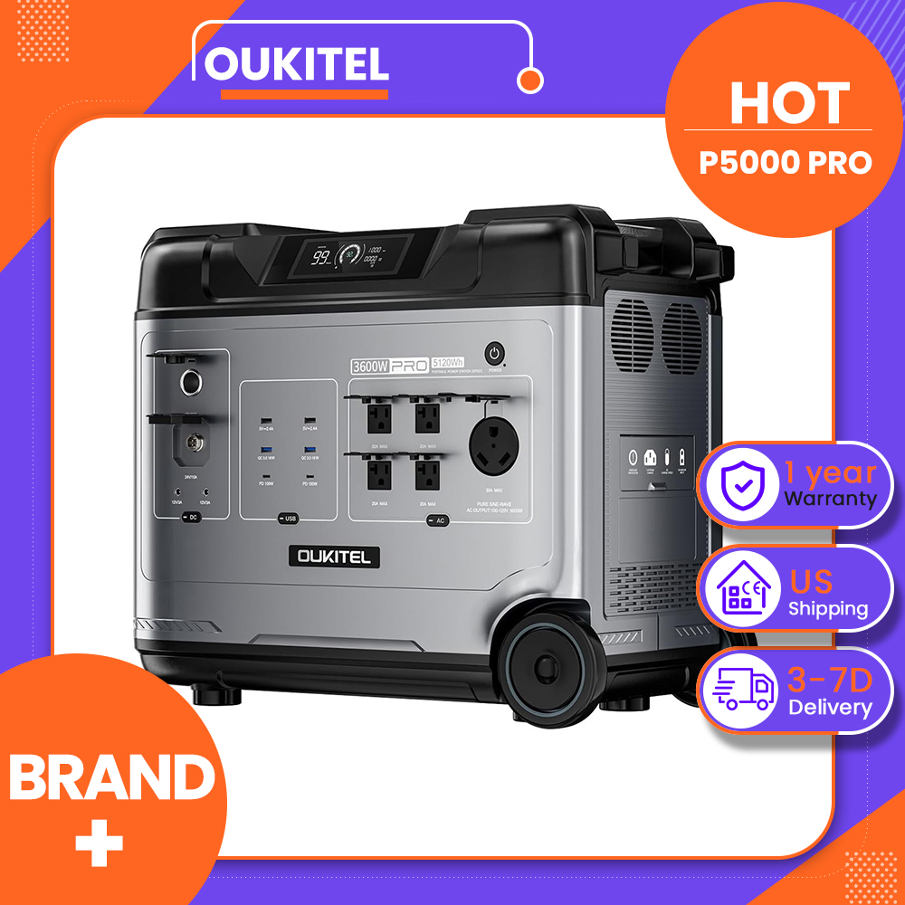 Solar Emergency Charger - OUKITEL P5000 Pro Tragbare Powerstation, 5120Wh