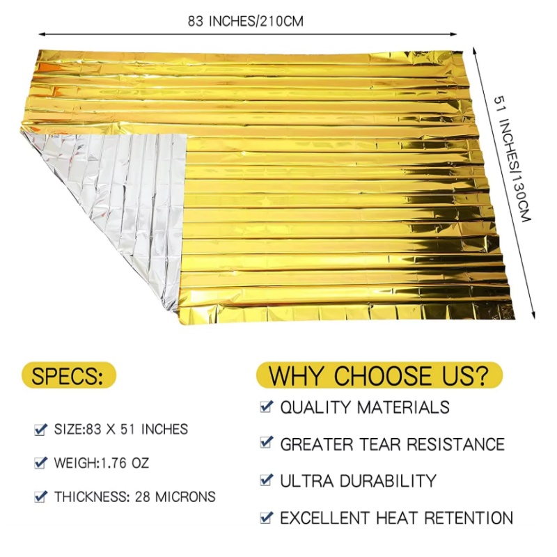 Gold-Silber Mylar Thermische Ü – Survival Blanket Reflective Bewertung und Preis